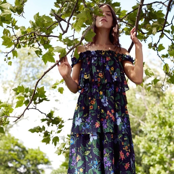 Club Monaco Floral Off-Shoulder Midi Dress - Picture 9 of 16